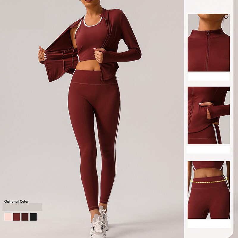 Yoga Set Factory - White Striped Contrast High