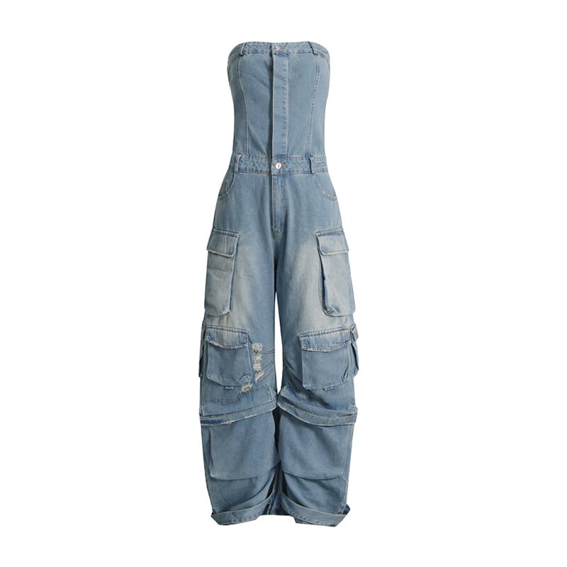 Jumpsuit Factory - Street Style Denim Multi Pocket