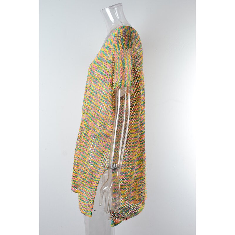 Bikini Cover up Factory - Rainbow Lace up Knit Top