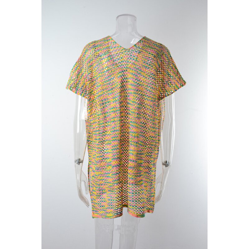 Bikini Cover up Factory - Rainbow Lace up Knit Top