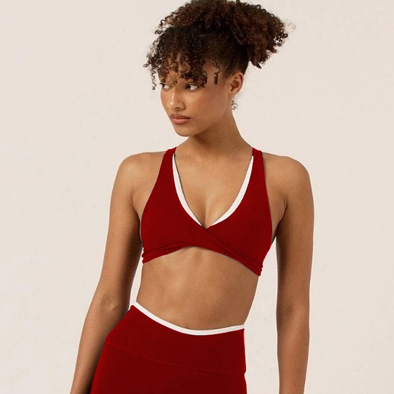 Yoga Set Factory - Color Block Padded Bra Hip Lift