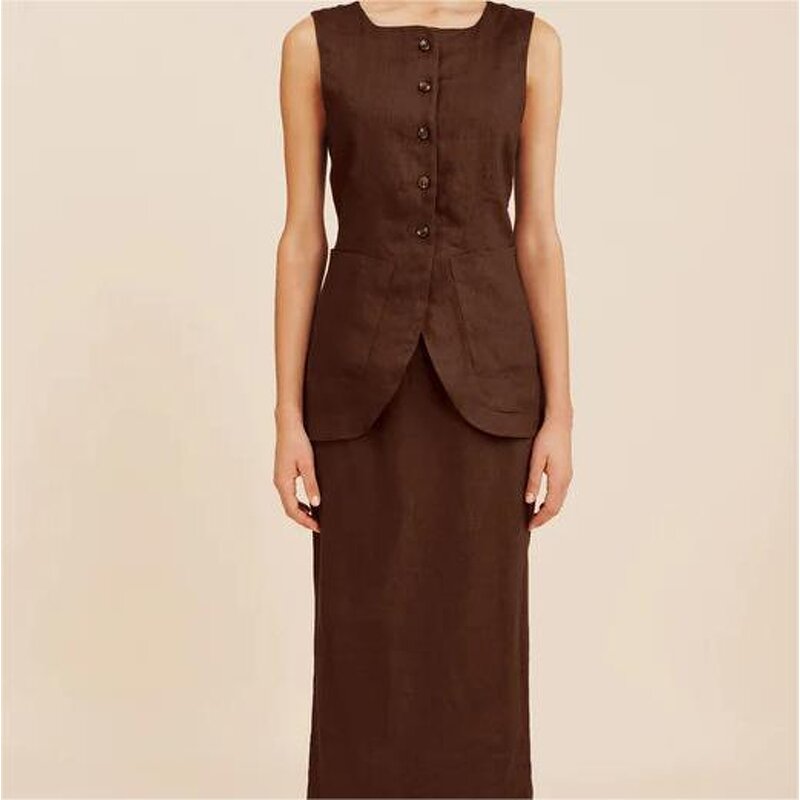 Women Suit Factory - Cotton Vest Skirt Suit