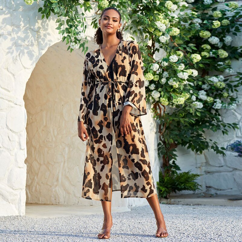 Beach Cover up Factory - Wholesaler Gauze Leopard