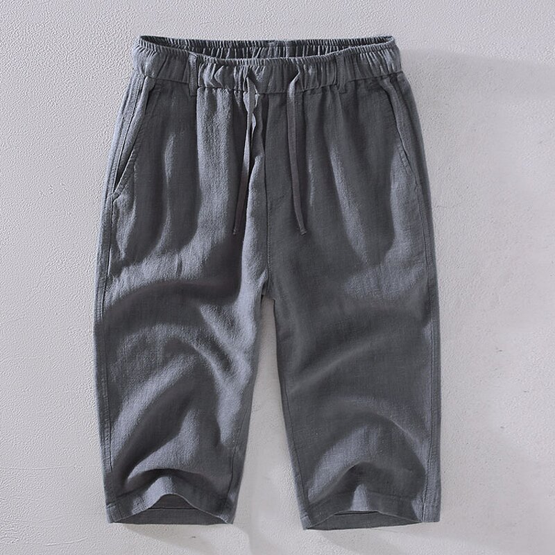 Men Shorts Factory - Solid Color Loose Linen