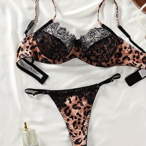 Lingerie Set Factory - Leopard Print Lace Bra Panty