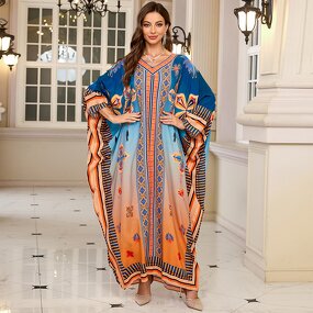 Beach Cover up Factory - Rayon Bat Sleeves Print