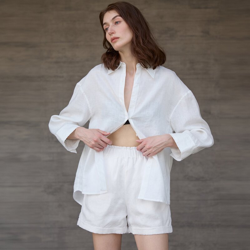 Linen Shorts Factory - Elastic Waist Loose Summer