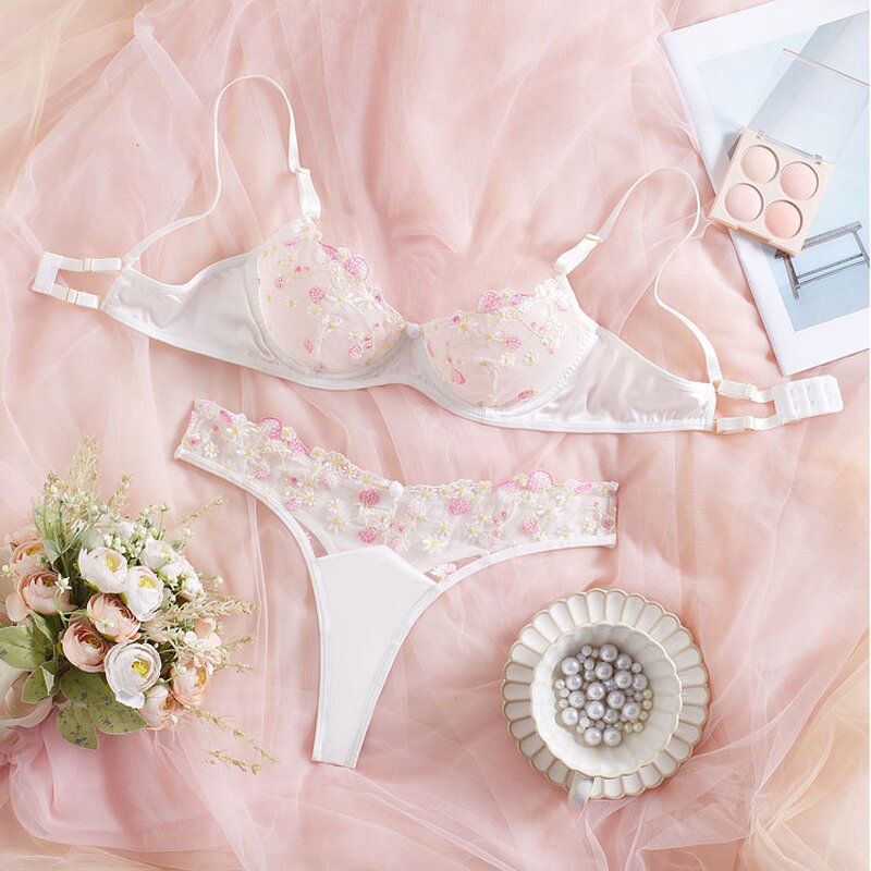 Lingerie Set Factory - Sheer Floral Embroidery