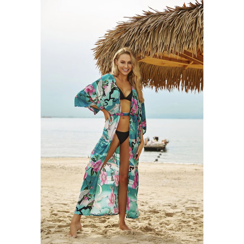 Beach Cover up Factory - Wholesaler Crane Printed