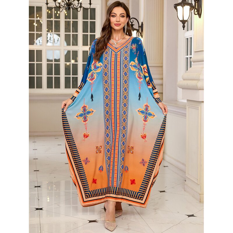 Beach Cover up Factory - Rayon Bat Sleeves Print