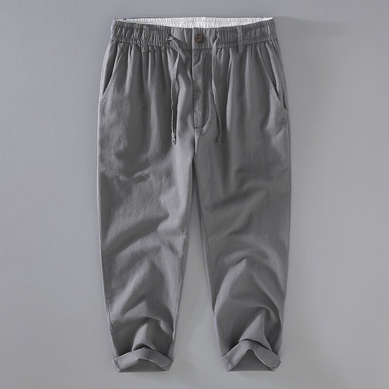 Linen Trousers Factory - Men Slim Casual Nine