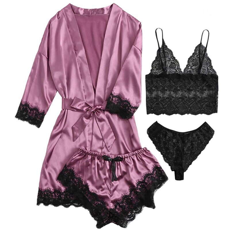 Nightgown Set Factory - New Lace Suspender 4 Piece