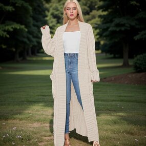 Cardigan Factory - Retro Cable Knit Loose