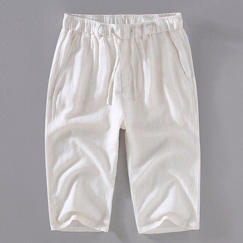 Men Shorts Factory - Solid Color Loose Linen