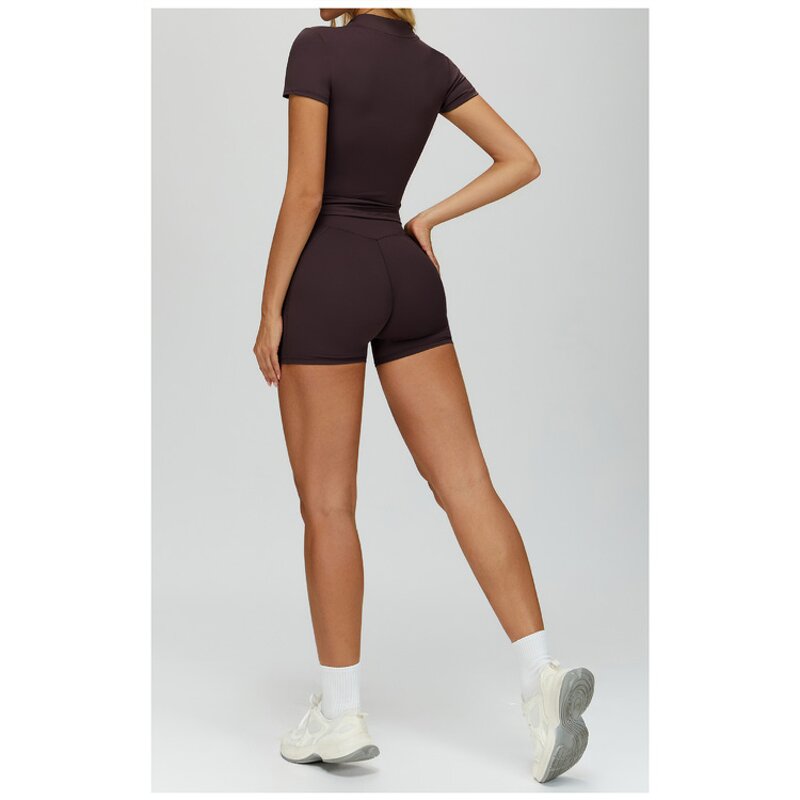 Yoga Set Factory - Half Zipper Twist Shorts Set