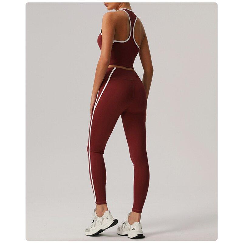 Yoga Set Factory - White Striped Contrast High