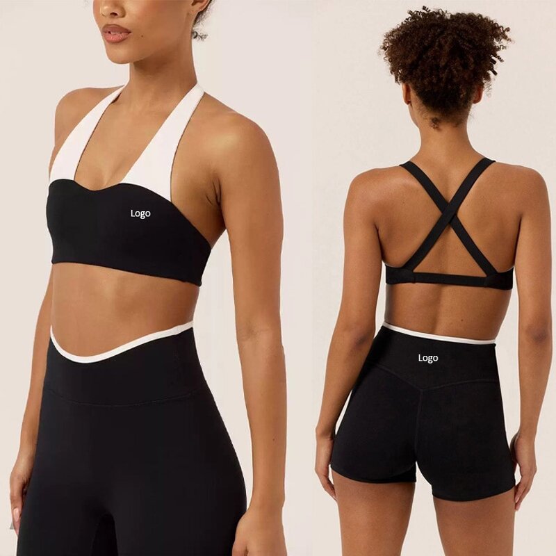 Yoga Set Factory - Color Block Padded Bra Hip Lift