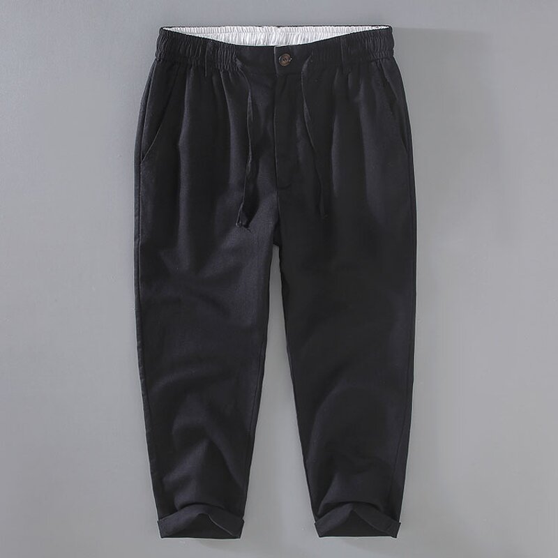 Linen Trousers Factory - Men Slim Casual Nine