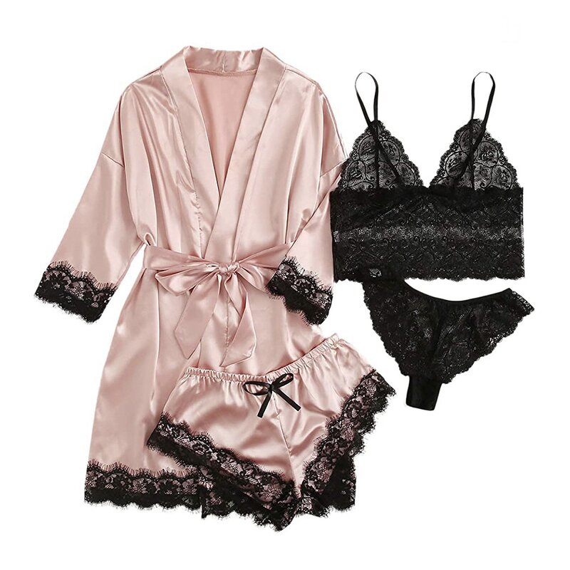 Nightgown Set Factory - New Lace Suspender 4 Piece