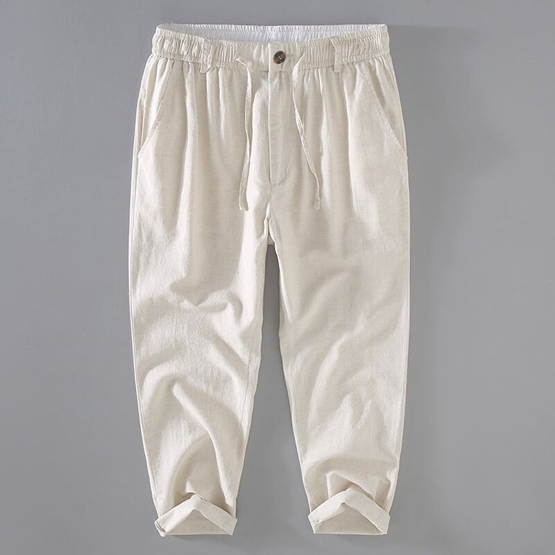 Linen Trousers Factory - Men Slim Casual Nine
