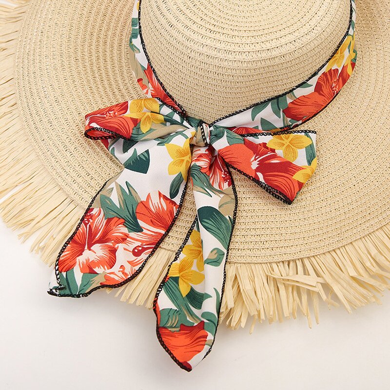Straw Hat Factory - Big Brim Ribbon Tassel Edge