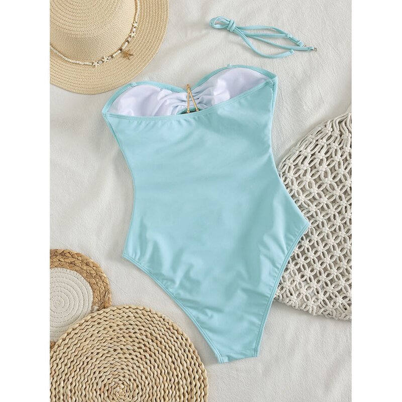 Bikini Factory - Light Blue Star Hollow Push up