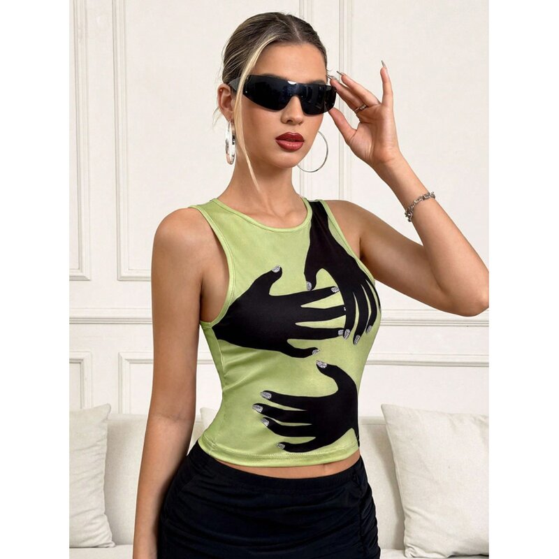 Tank Top Factory - Sleeveless Printed Slim Fit