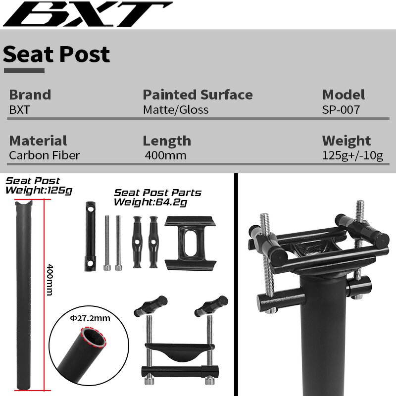Carbon Seat Post Manufacturer - OEM T1000 Ultralight 125g 27.2mm 0 Offset