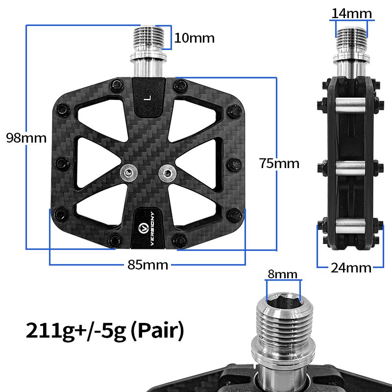 Bike Pedals Manufacturer - OEM Ultra-Light 3 Bearing Carbon Fiber Axle