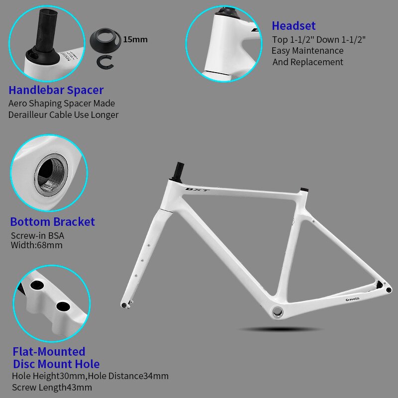 Gravel Frame Set Manufacturer - OEM Carbon Disc Di2 70045C Internal Cable