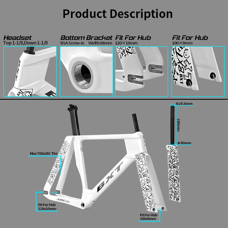 Track Frame Manufacturer - OEM New Carbon TRC-195 700C Fixed Gear Single Speed