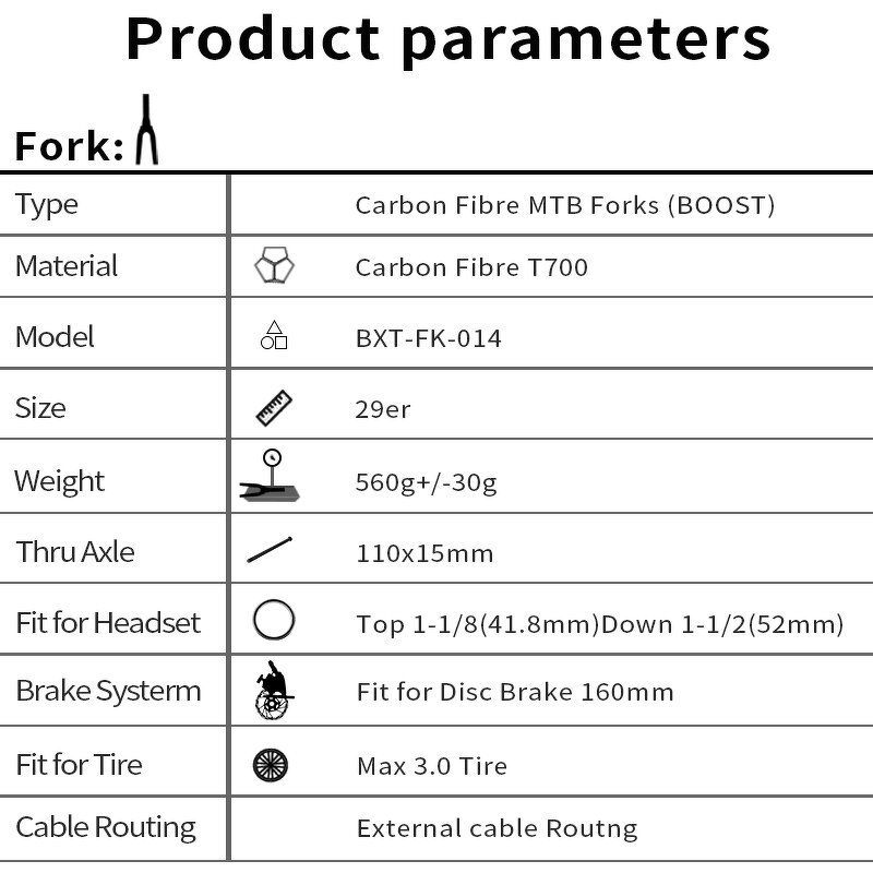MTB Fork Manufacturer - OEM Full Carbon Boost 11015mm 29er Disc Tapered Fork
