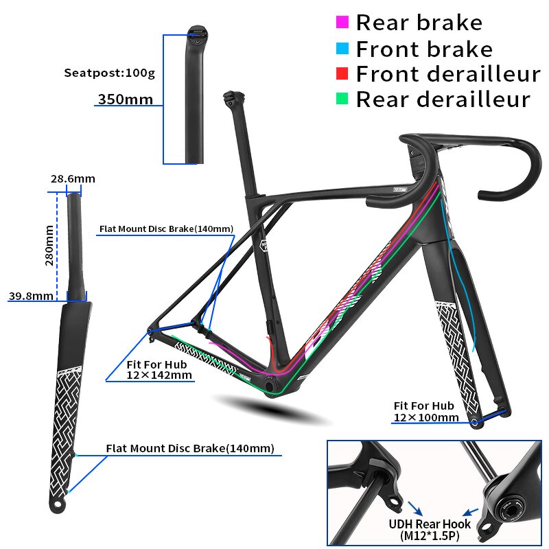 Road Bike Frame Manufacturer - OEM 700C Carbon Fiber Disc Brake Frameset UDH