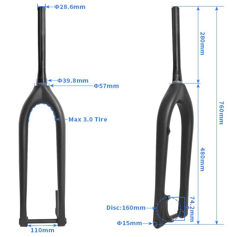 MTB Fork Manufacturer - OEM Full Carbon Boost 11015mm 29er Disc Tapered Fork