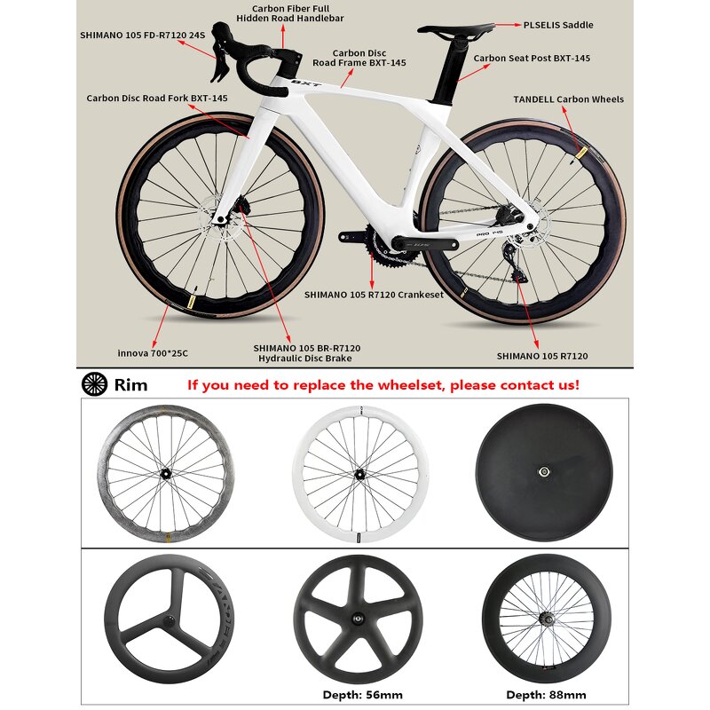 Road Bike Manufacturer - OEM Carbon Aero 2x12 Speed 105 R7120 Hydraulic Disc