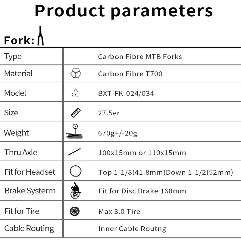 MTB Fork Manufacturer - OEM New Super Light 29er Carbon 9mm Tapered Bike Fork