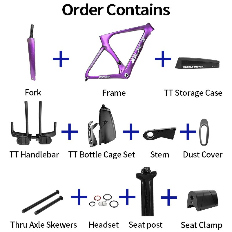 TT Bike Frame Set Manufacturer - OEM New Carbon 70032C with TT Handlebar Case