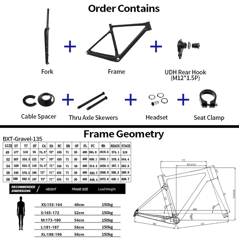 Gravel Bike Frame Manufacturer - OEM UDH Carbon Fully Hidden Cable Carbon Frame