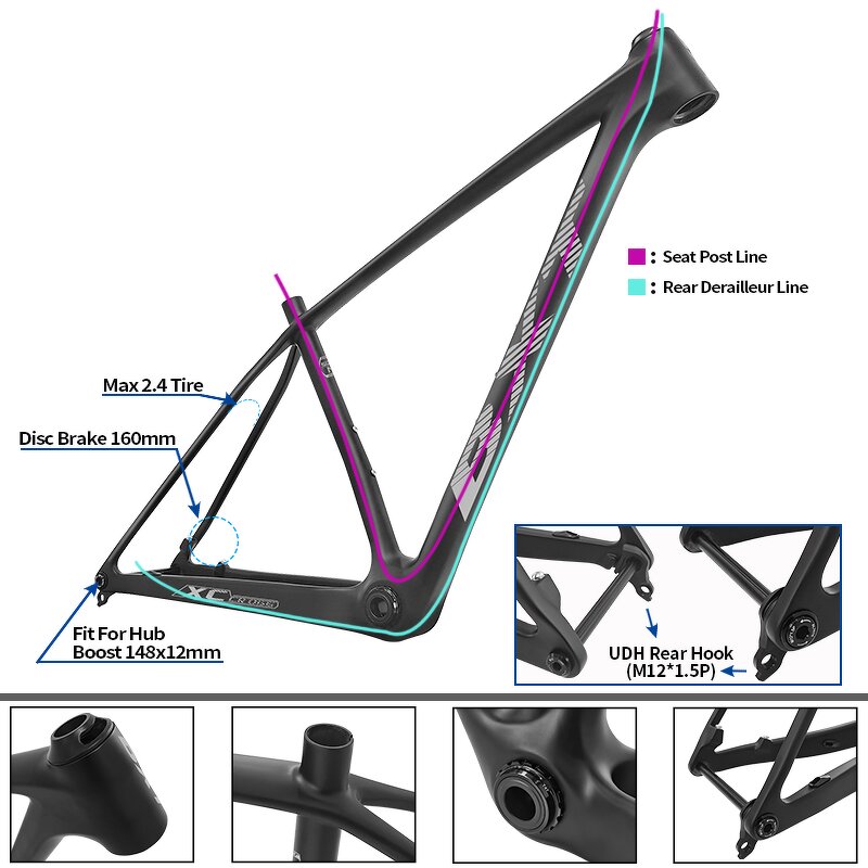 MTB Frame Manufacturer - OEM MTB-066 29er T1000 Carbon UDH Disc Brake Boost