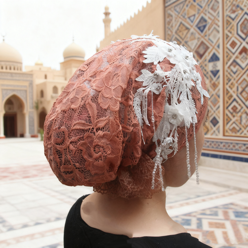 Ladies Turban Hijab Manufacturer - Custom Lace & Glitter Embellishment