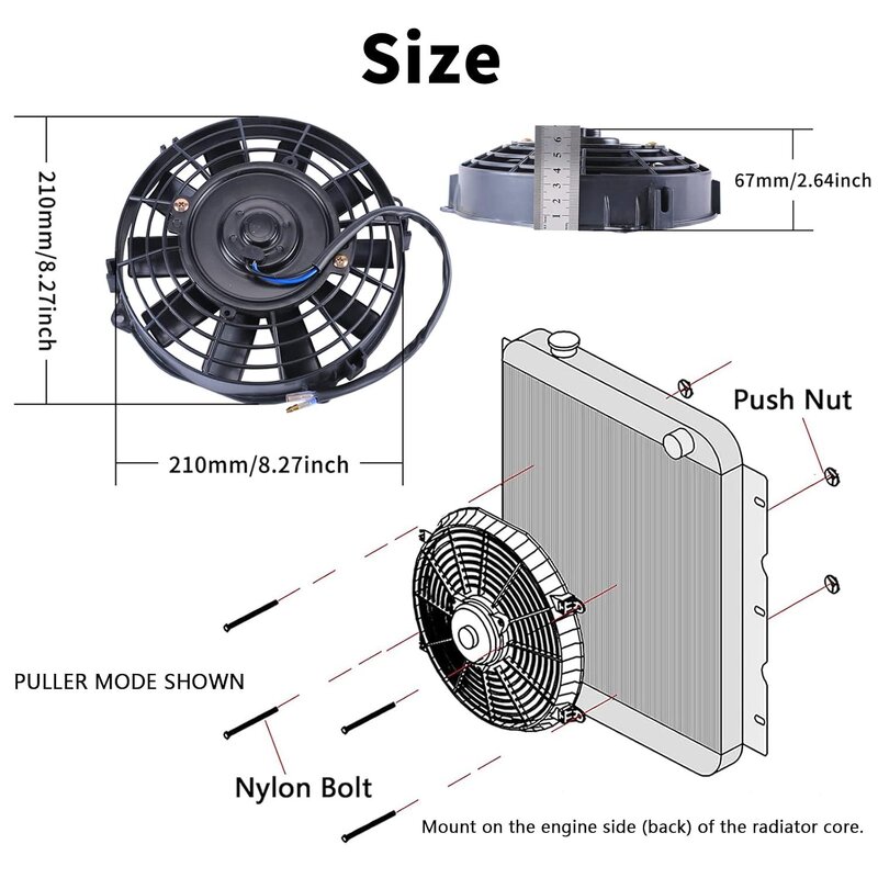 Universal Radiator Fan Manufacturer - 7 Inch 12V 120W for All Cars