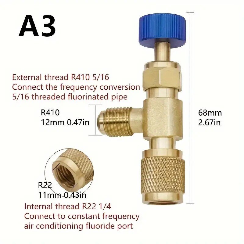 Refrigerant Charging Safety Valve Factory - 1/4'' Copper Adapter Manual Tool