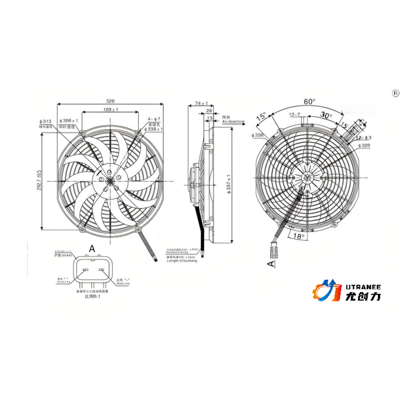 Universal Radiator Fan Factory - 12inch to 16inch for Refrigerated Truck