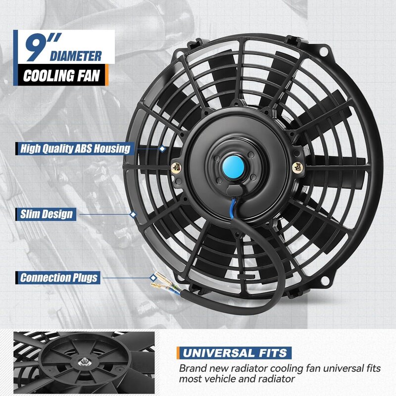 Universal Radiator Fan Manufacturer - 9 Inch 12V 120W High-Temp Resistant