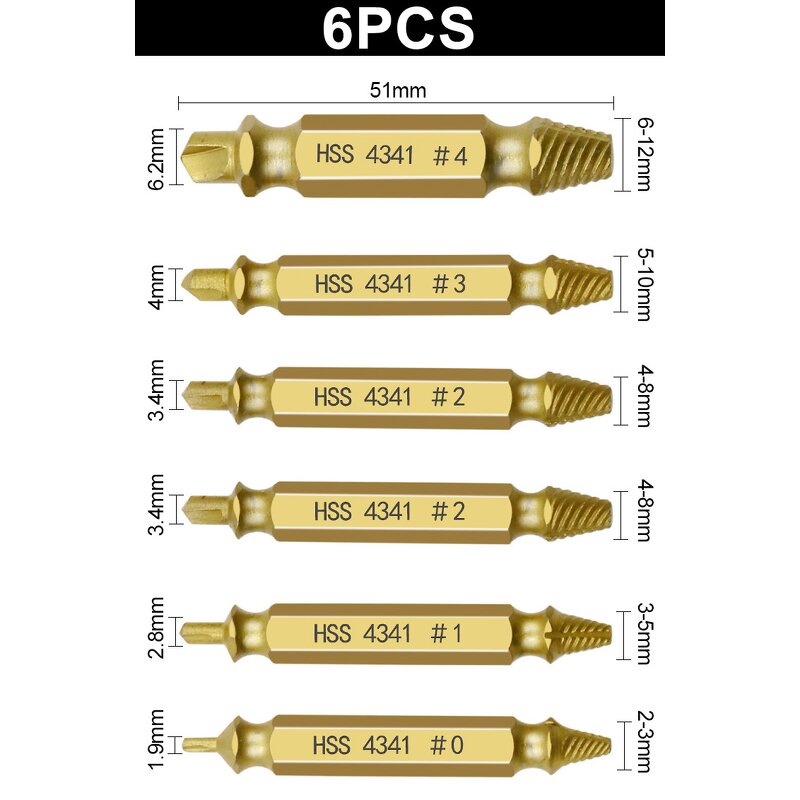 Stripped Screw Extractor Supplier - 6 Pcs HSS High Speed Steel Set