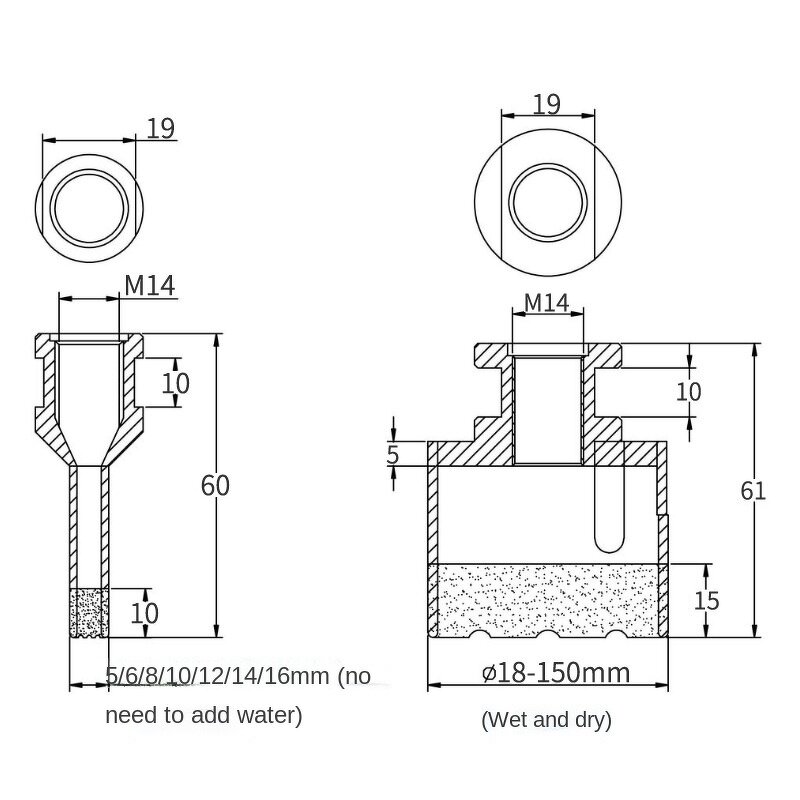 Diamond Hole Drill Supplier - M14 Brazing Granite Marble Bit