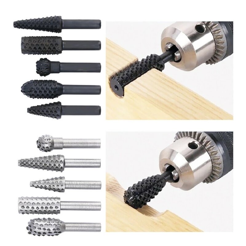 Rasp File Drill Bit Supplier - 5pcs Rotary Burr Wood Carving Set