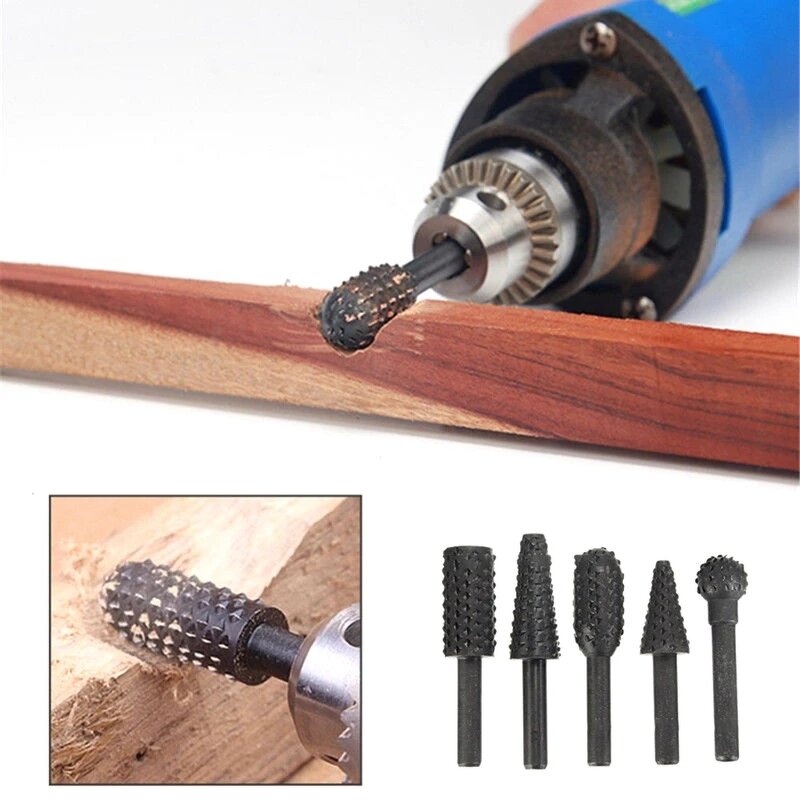 Rasp File Drill Bit Supplier - 5pcs Rotary Burr Wood Carving Set