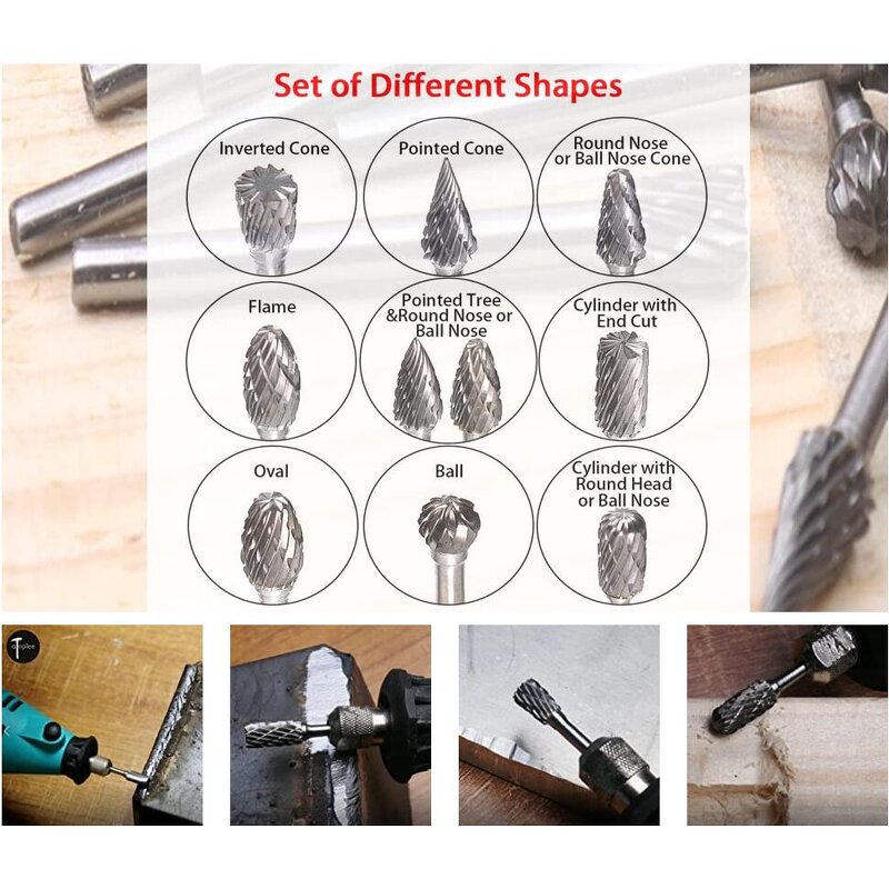 Carbide Rotary File Set Factory - 10pcs 3mm Shank Dremel Burr