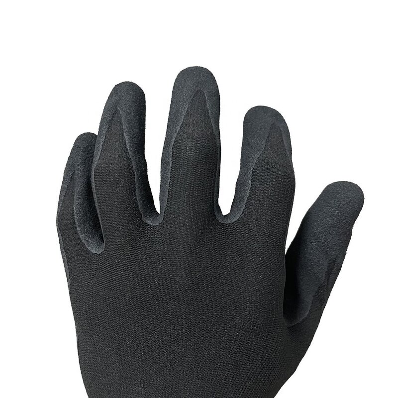 15G Nylon Safety Gloves Factory - Sandy Nitrile Palm Coating for Grip